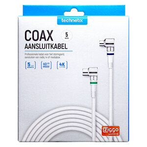 aansluitkabel 9.5mm(M)-(F) haaks 5,0m wit